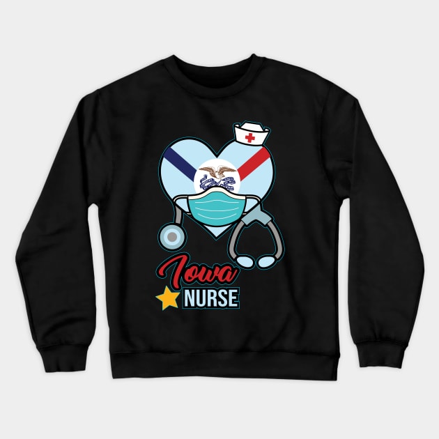 Iowa Nurse  - Love RN LPN CNA State Nursing Gift Crewneck Sweatshirt by ScottsRed